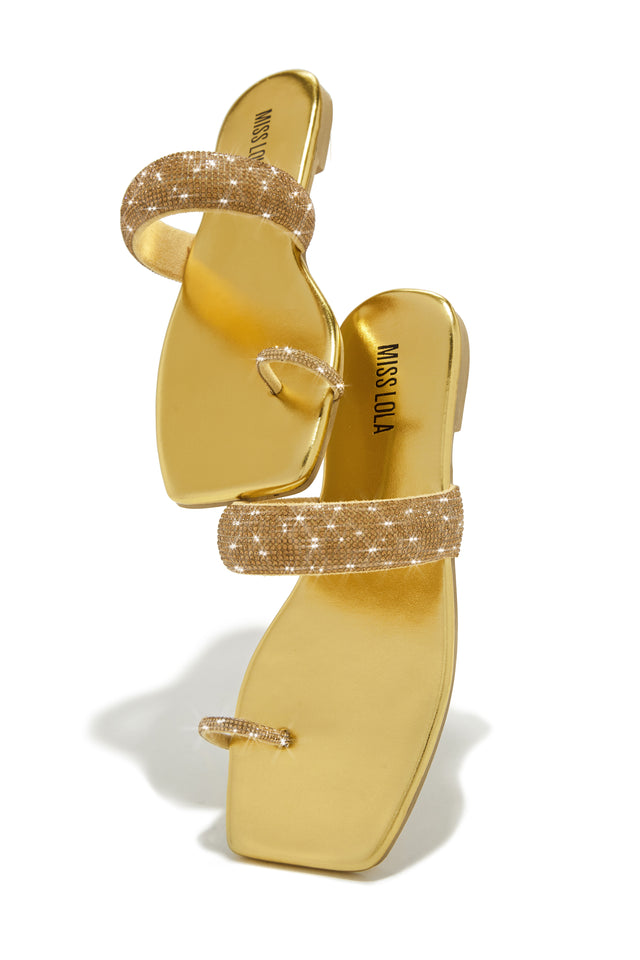 Load image into Gallery viewer, Cabana Beach Embellished Slip On Sandals - Gold