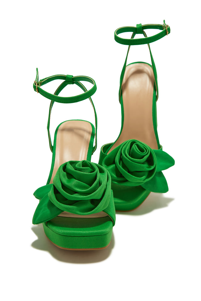 Load image into Gallery viewer, Michelle Platform Block High Heels - Green