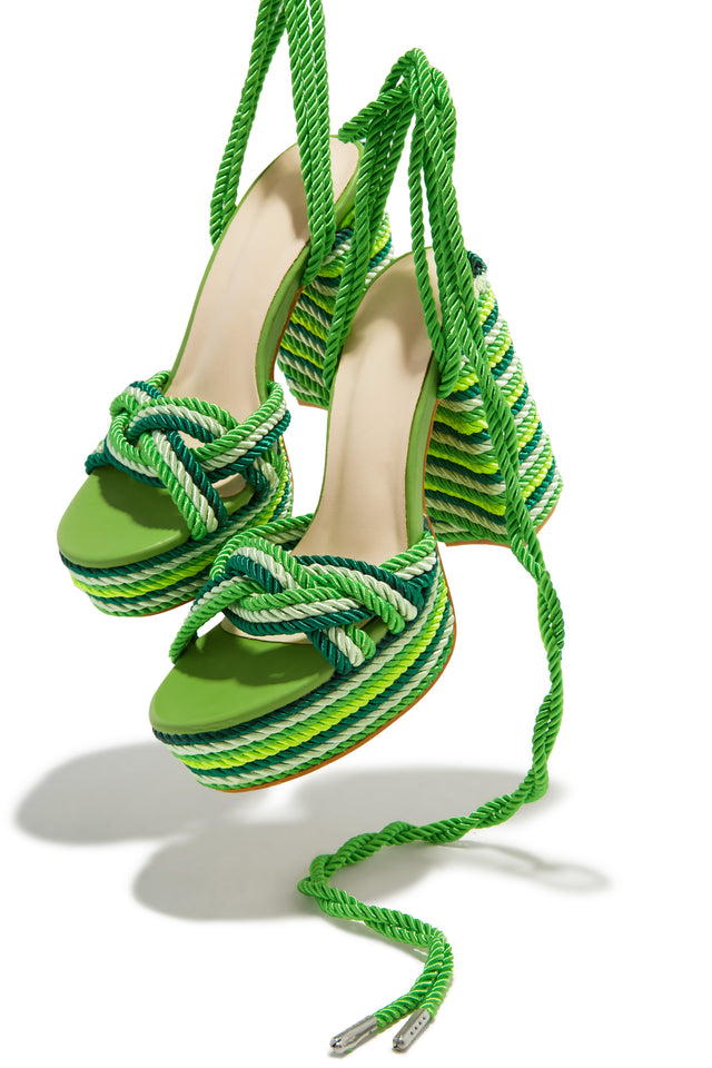 Load image into Gallery viewer, Green Rope Detailed Heels
