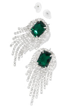 Load image into Gallery viewer, Green Embellished Dangle Statement Earring