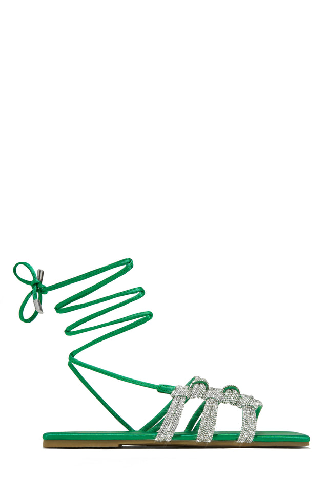 Load image into Gallery viewer, Ibiza Nights Embellished Lace Up Sandals - Green