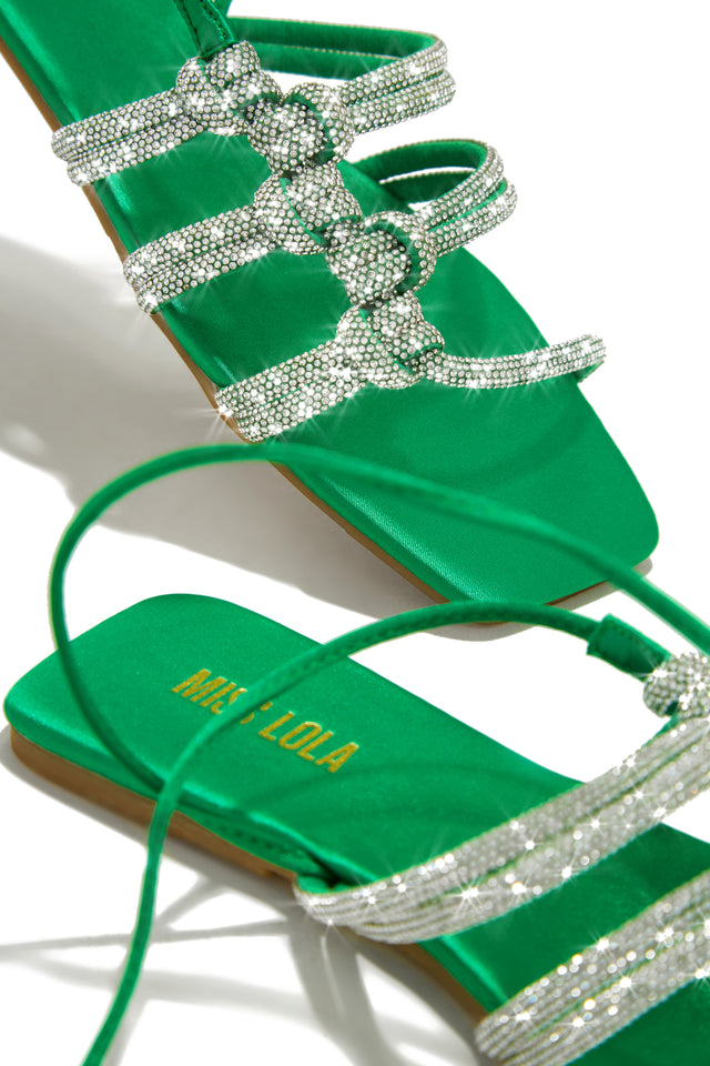 Load image into Gallery viewer, Ibiza Nights Embellished Lace Up Sandals - Green