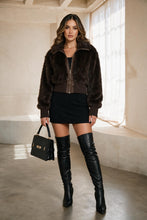 Load image into Gallery viewer, Gwen Cropped Faux Fur Jacket – Brown