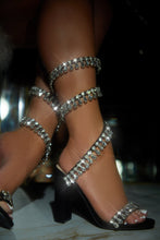Load image into Gallery viewer, Holiday Party Embellished Around The Ankle Coil Heels - Black