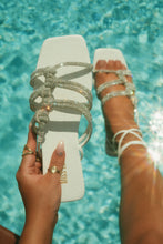 Load image into Gallery viewer, Ibiza Nights Embellished Lace Up Sandals - White
