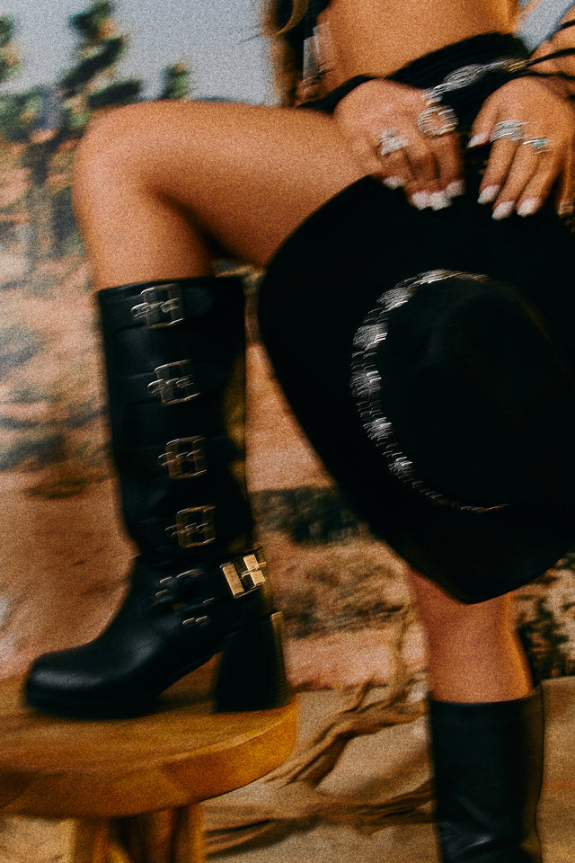 Load image into Gallery viewer, Imani Moto Block Heel Boots - Black