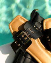 Load image into Gallery viewer, Italian Streets Flat Slip On Sandals - Black