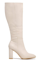 Load image into Gallery viewer, Fine Time Block Heel Knee High Boots - White