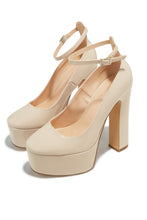 Load image into Gallery viewer, Annabelle Platform Block Heels - Ivory