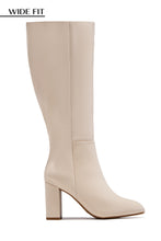 Load image into Gallery viewer, Fine Time Wide Fit Block Heel Knee High Boots - Ivory