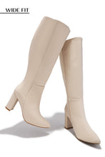Load image into Gallery viewer, Fine Time Wide Fit Block Heel Knee High Boots - Ivory