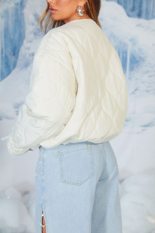 Load image into Gallery viewer, Cream Puffer Jacket