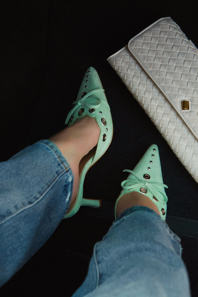 Load image into Gallery viewer, Jasmyn Mid Heel Mule Pumps - Sage