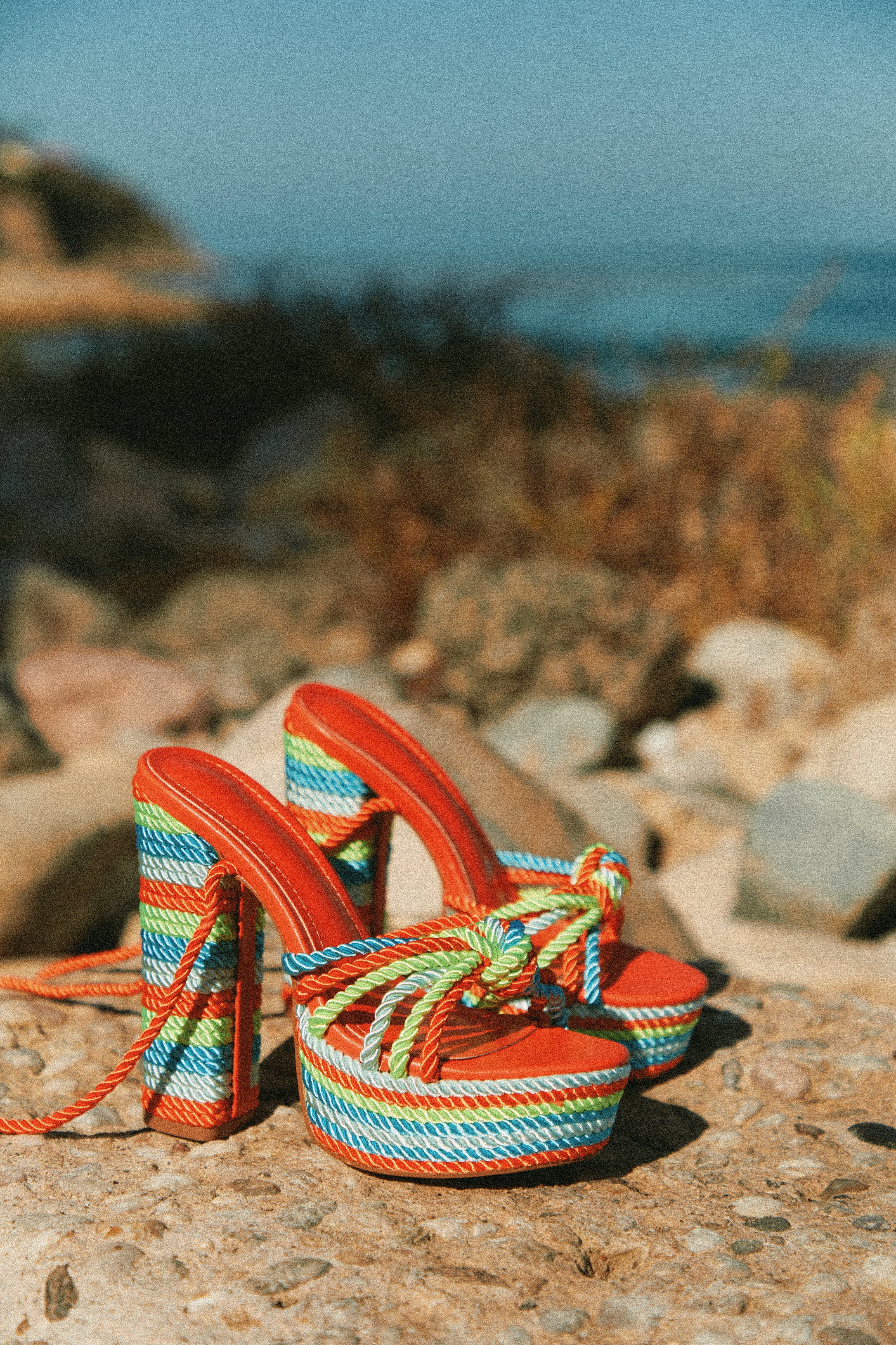 Miss Lola | Kayden Orange Lace Up Platform Block Heels