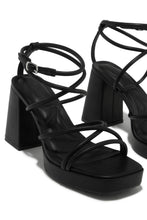 Load image into Gallery viewer, Kaylie Strappy Platform Block Heels - Black