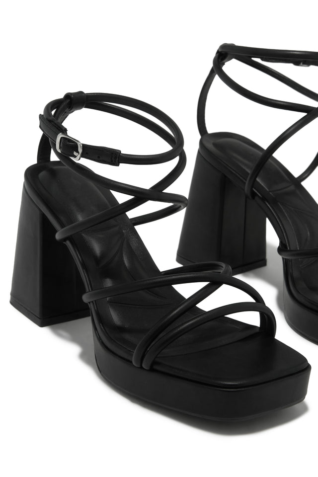 Load image into Gallery viewer, Kaylie Strappy Platform Block Heels - Black