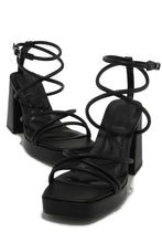 Load image into Gallery viewer, Kaylie Strappy Platform Block Heels - Black