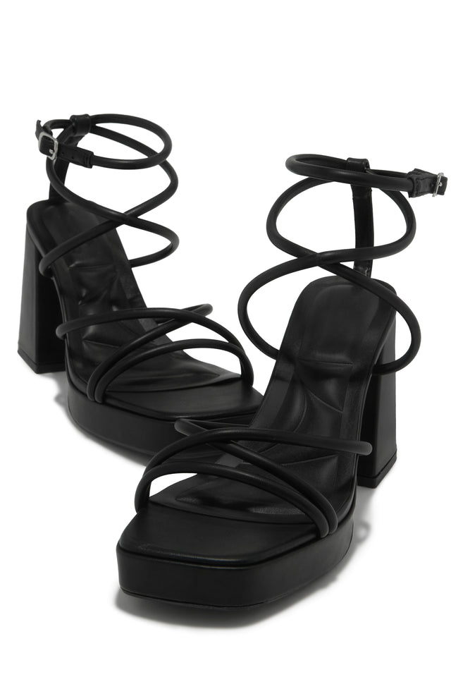 Load image into Gallery viewer, Kaylie Strappy Platform Block Heels - Black