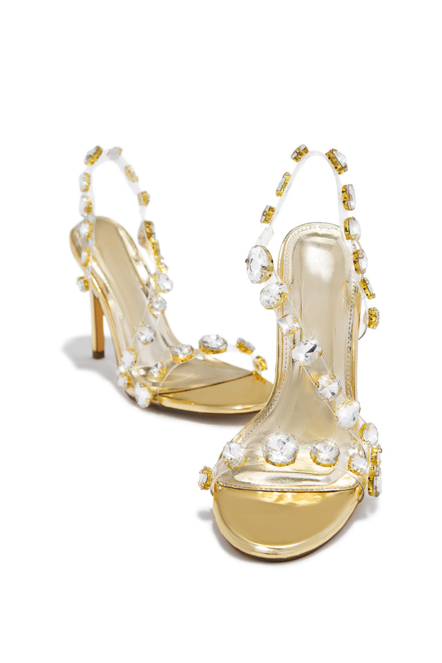 Load image into Gallery viewer, Kiah Embellished Slingback Heels - Gold