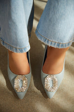 Load image into Gallery viewer, Kiara Embellished Pointed Toe Pumps - Denim