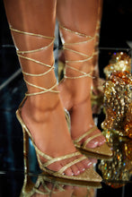 Load image into Gallery viewer, Kimana Glitter Lace Up Heels - Gold
