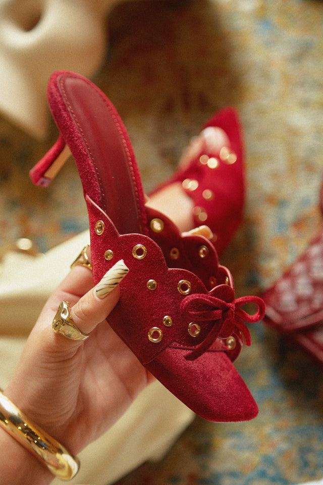 Load image into Gallery viewer, Lani Mid Heel Mules - Cherry
