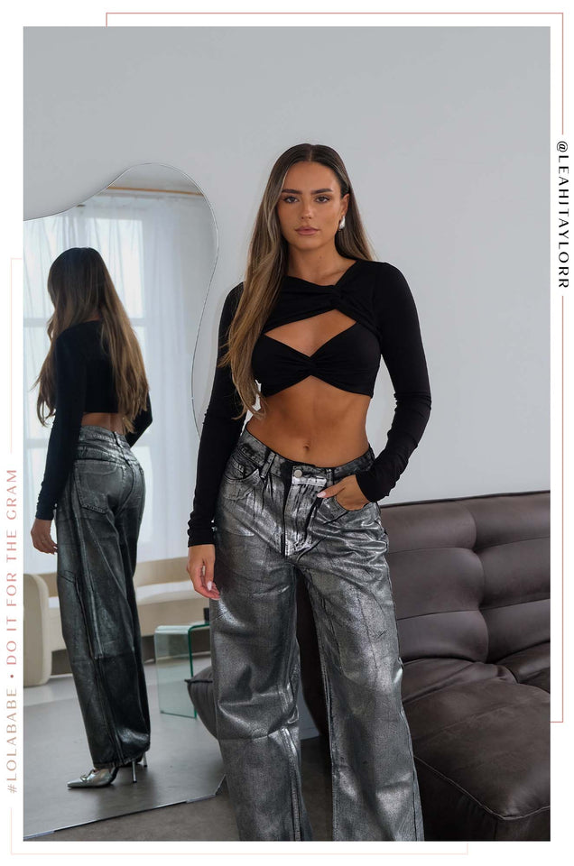 Load image into Gallery viewer, Her Moment High Waist Pant - Black Silver