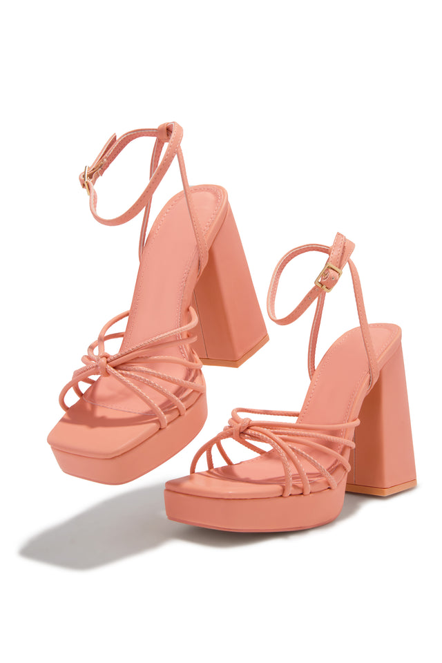 Load image into Gallery viewer, Lelia Platform Block Heels - Coral