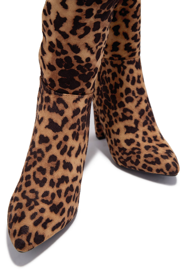 Load image into Gallery viewer, Fine Time Block Heel Knee High Boots - Leopard