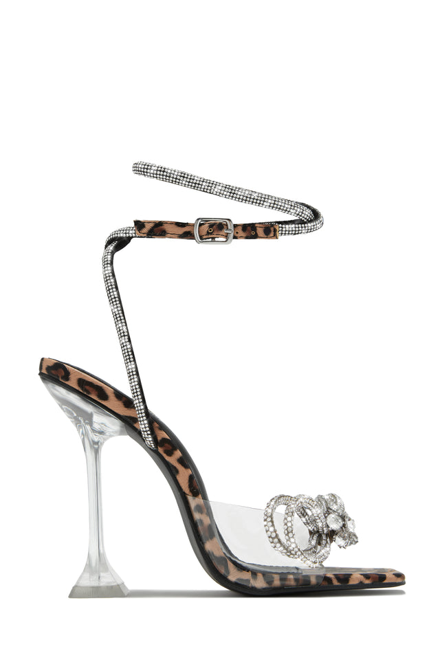 Load image into Gallery viewer, Amaria Embellished Bow Strap High Heels - Leopard
