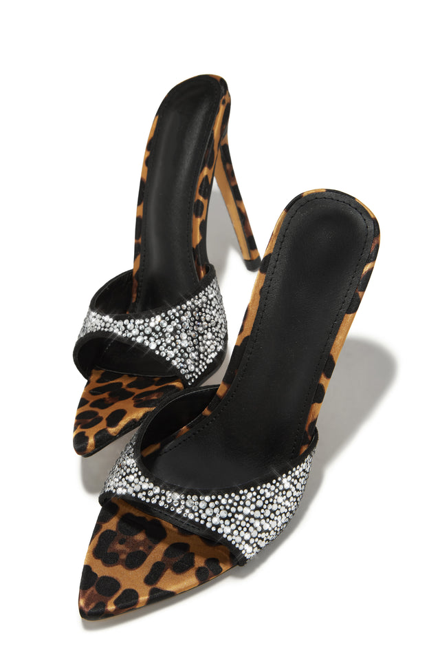 Load image into Gallery viewer, Halle Embellished High Heel Mules - Leopard