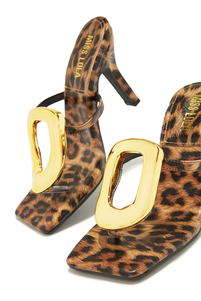 Load image into Gallery viewer, Adonna Thong Strap Mule Heels - Leopard