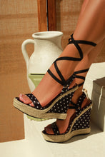 Load image into Gallery viewer, Lucy Platform Lace Up Wedges - Polka Dot