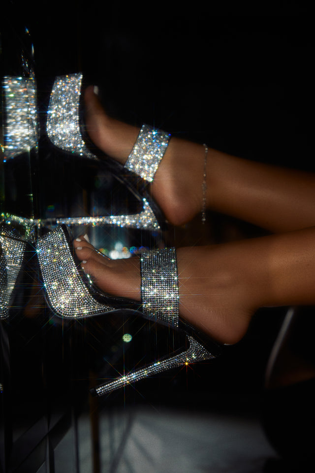 Load image into Gallery viewer, Main Event Embellished Platform High Heel Mules - Black