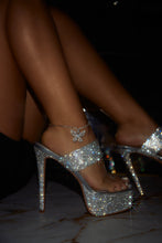 Load image into Gallery viewer, Main Event Embellished Platform High Heel Mules - Silver