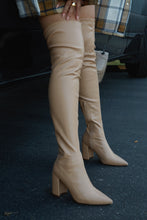 Load image into Gallery viewer, Make A Statement Block Heel Over The Knee Boots - Nude