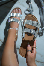 Load image into Gallery viewer, Maldives Island Embellished Platform Slip On Sandals - Silver