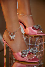 Load image into Gallery viewer, Pink Satin Mule Heel