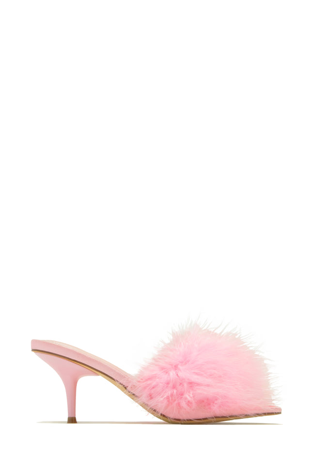Load image into Gallery viewer, Pamela Faux Fur Mid Heel Mules - Pink