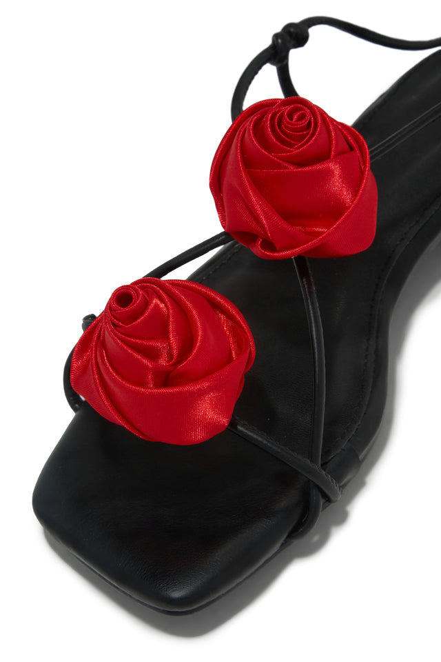 Load image into Gallery viewer, Forever Rose Floral Sandals - Black Red