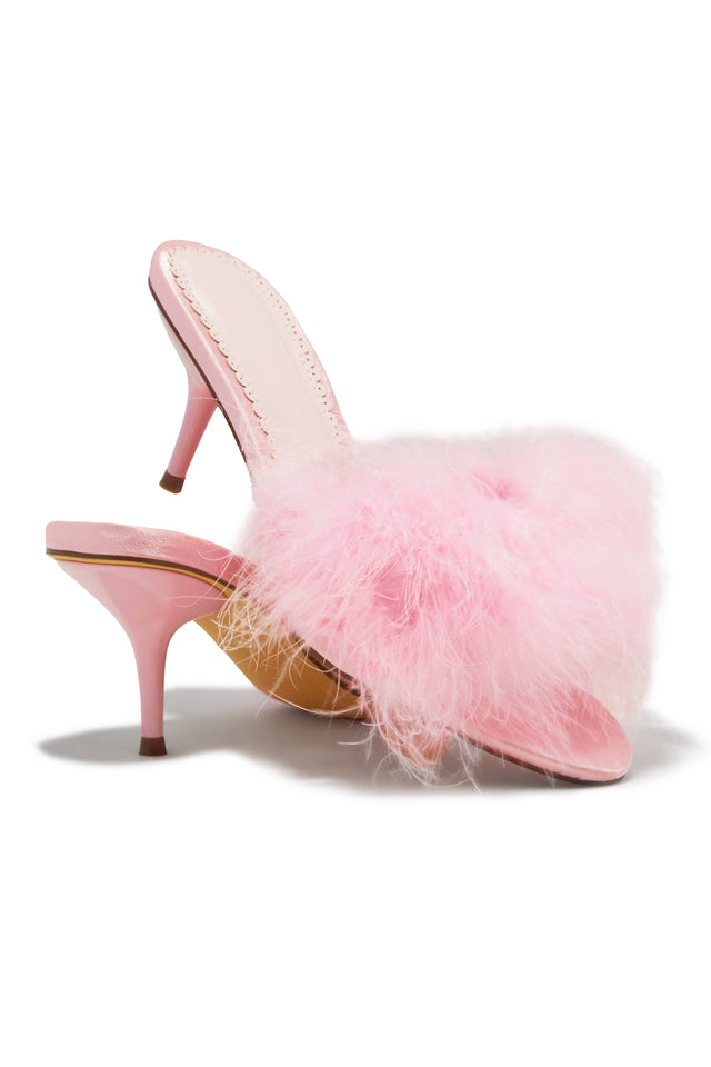Load image into Gallery viewer, Pamela Faux Fur Mid Heel Mules - Pink