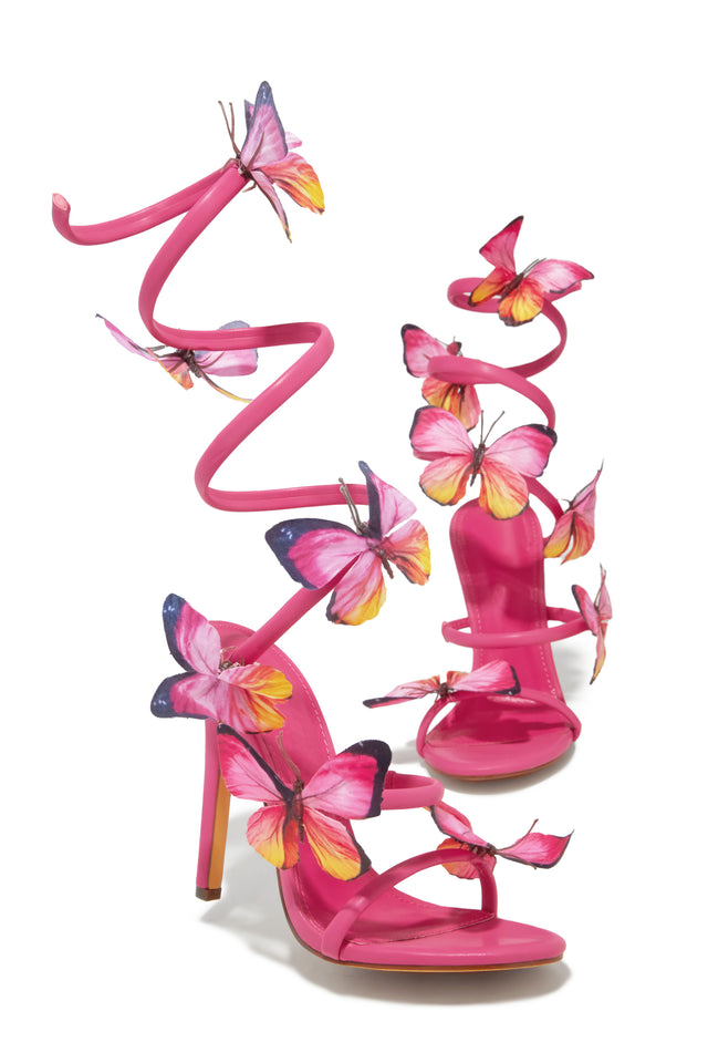 Load image into Gallery viewer, Butterfly Kisses Around The Ankle Coil Heels - Pink