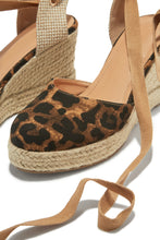Load image into Gallery viewer, Tropical Vacay Lace Up Platform Espadrille Wedges - Leopard