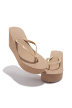 Load image into Gallery viewer, Lizzie Platform Thong Sandals - Nude