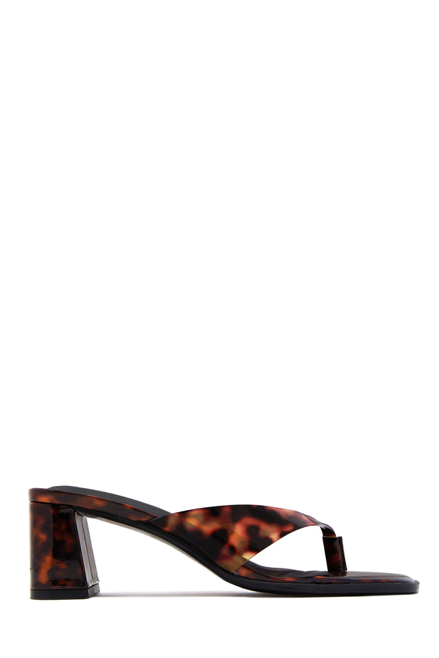Load image into Gallery viewer, Destiny Thong Strap Chunky Mid Heels - Tortoise