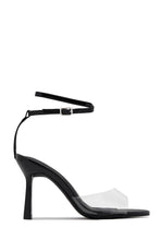 Load image into Gallery viewer, Rosalia Clear Strap Stiletto Heels – Black