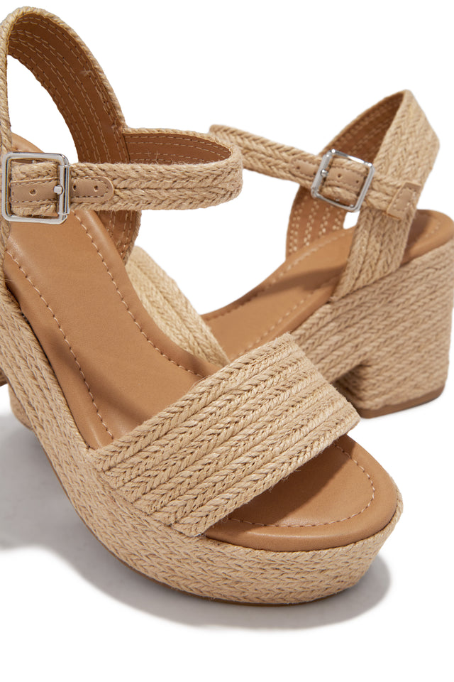 Load image into Gallery viewer, Marina Raffia Platform Heels - Natural