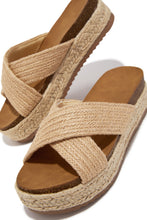 Load image into Gallery viewer, Palm Beach Raffia Platform Slip On Sandals - Natural