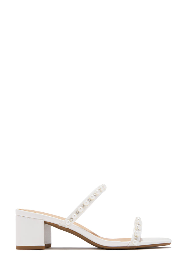 Load image into Gallery viewer, Celestial Romance Embellished Block Mid Heels - Pearl White