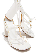 Load image into Gallery viewer, VIP Strut Lace Up Chunky Heels - White